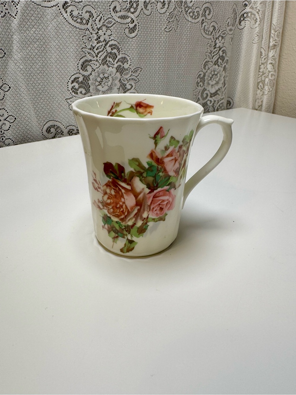 David Michael Staffordshire Fine Bone China. Pink Rose Tea Mug. Made in England